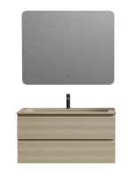 Тумба под раковину подвесная Sancos Folk 995х445х500 мм, c двумя ящиками оснащенными доводчиками, Капучино