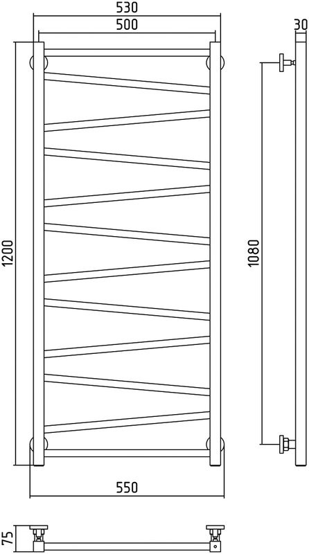 Полотенцесушитель водяной Сунержа Сирокко 120x50, черный матовый