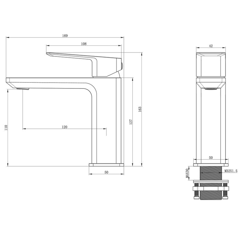 Смеситель для раковины Wonzon & Woghand Diamond WW-88139011-BN брашированный никель