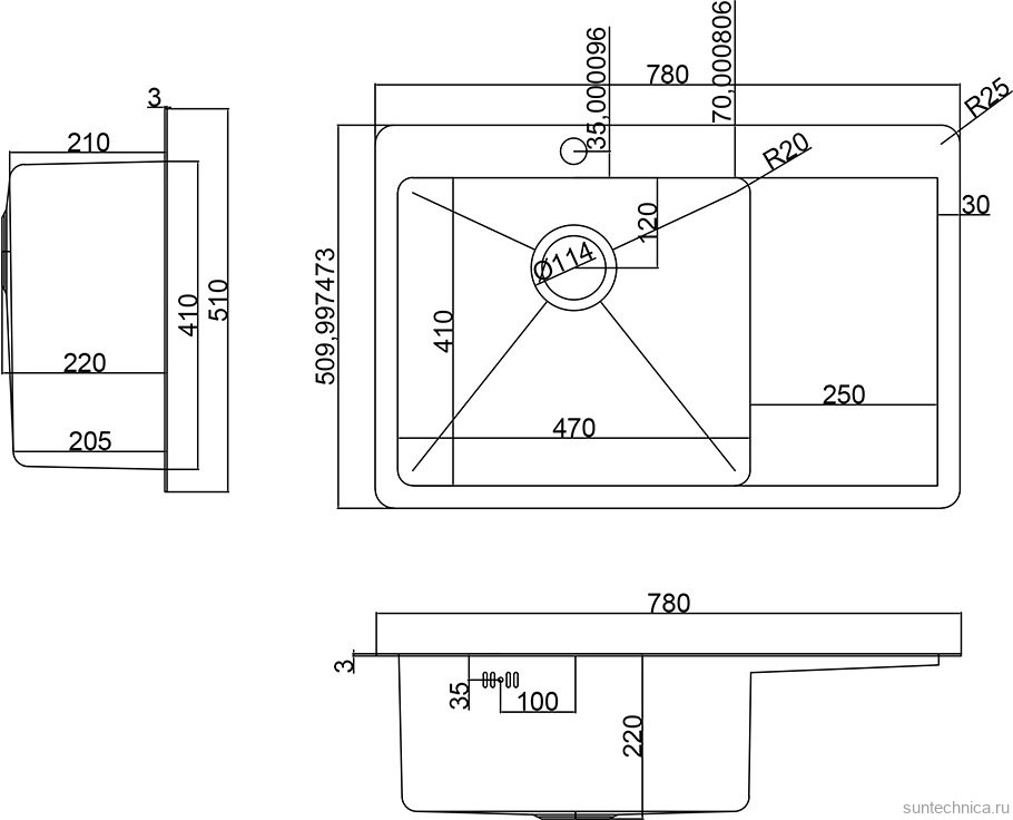 Мойка кухонная Zorg HD 7851- L