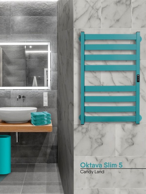 Полотенцесушитель электрический Indigo Oktava Slim 5 LСLOKS5E80-50CLRt бирюзовый