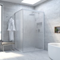 Душевой уголок Vegas Glass ZA-F Novo 110*90 01 10 профиль белый, стекло сатин