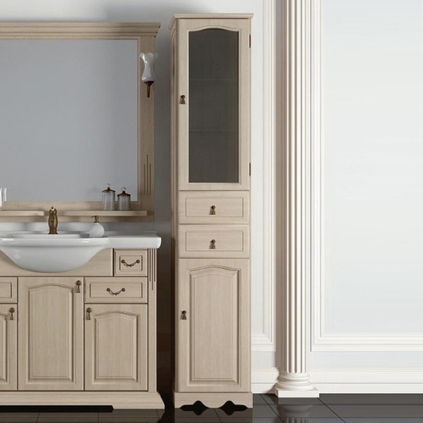 Шкаф пенал для ванной Opadiris Риспекто Риспекто 40 R беленый бук, без корзины