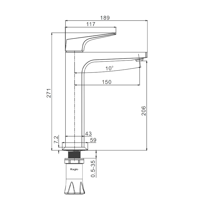 Смеситель для раковины Raglo R07.15.33 медь