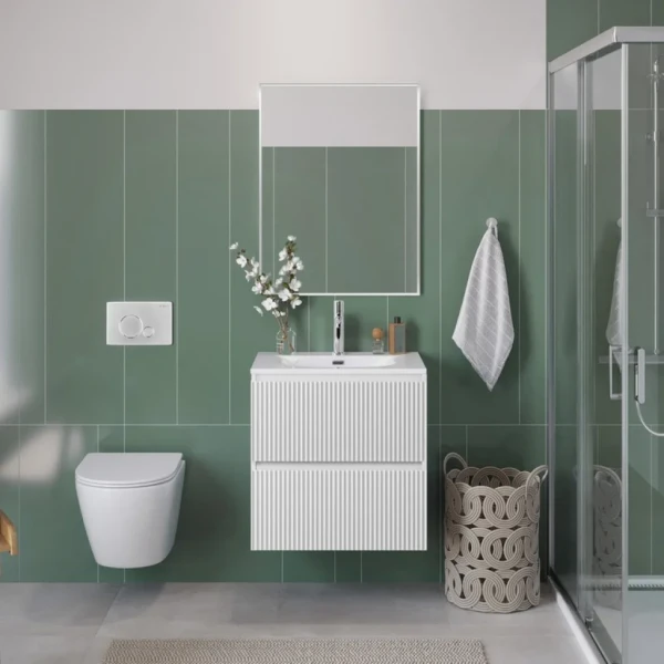 Мебель для ванной комнаты BelBagno Uno 60 подвесная, 2 ящика, bianco opaco