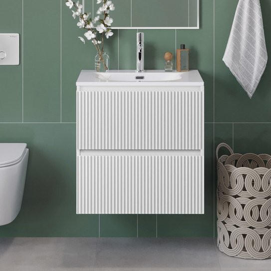 Мебель для ванной комнаты BelBagno Uno 60 подвесная, 2 ящика, bianco opaco