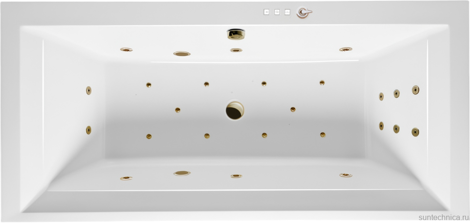 Акриловая ванна Excellent Crown Grand Ultra 190x90 см, встраиваемая, с гидромассажем, белая, с каркасом, со сливом-переливом, фурнитура бронза