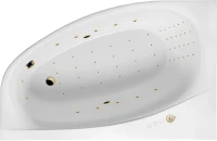 Акриловая ванна Excellent Kameleon Nano L 170x110 см, угловая, левая, встраиваемая, с гидромассажем, белая, асимметричная, с каркасом, со сливом-переливом, фурнитура золото