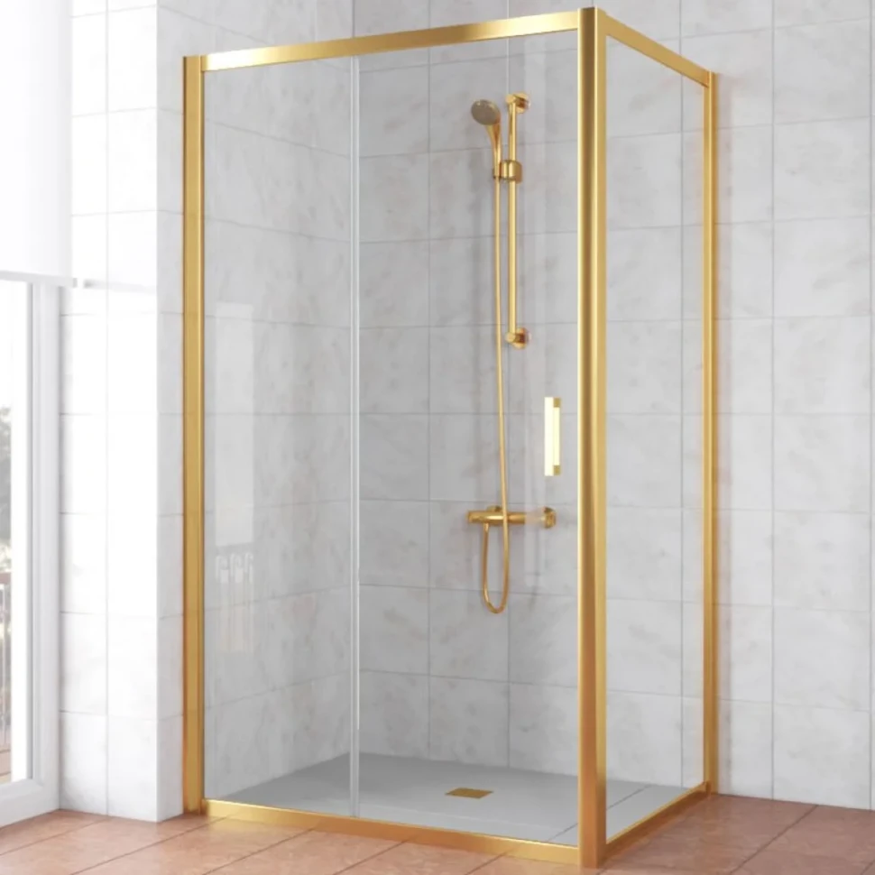 Душевой уголок Vegas Glass ZP+ZPV Tur Novo 130*90 09 10 профиль золото, стекло сатин
