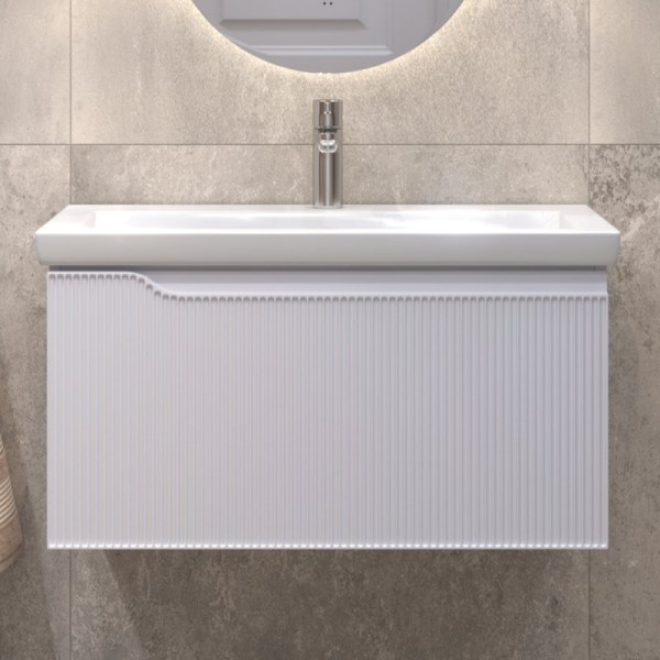 Тумба под раковину без столешницы Vigo Neo 80 подвесная, 1 ящик, матовая белая