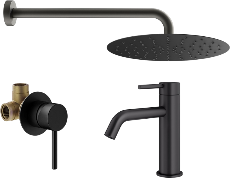 Комплект для ванной Plumberia Selection Ixo KITXO01NO53 С ВНУТРЕННЕЙ ЧАСТЬЮ, черный матовый