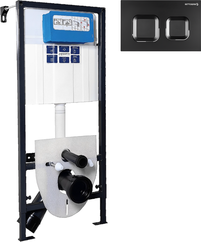 Комплект Инсталляция BETTOSERB Sava Fix Slim 40006456 + Кнопка Smart 40006471 цвет матовый черный