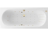 Акриловая ванна Excellent Oceana Slim Nano 170x75 см, встраиваемая, с гидромассажем, белая, с каркасом, со сливом-переливом, фурнитура золото