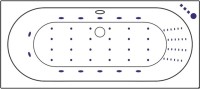 Акриловая ванна Excellent Oceana Slim Nano 170x75 см, встраиваемая, с гидромассажем, белая, с каркасом, со сливом-переливом, фурнитура золото