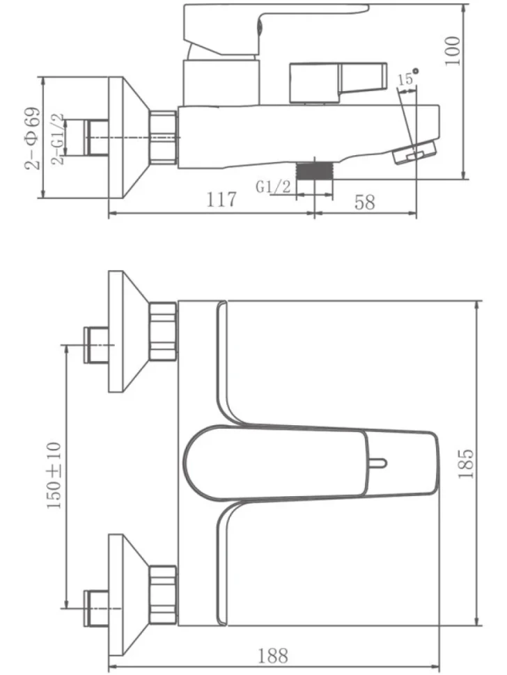 Смеситель для ванны с душем Haiba HB60719 хром