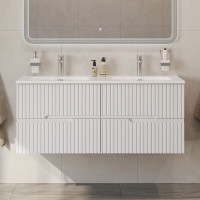 Тумба с раковиной Cezares Duet 120 bianco lucido, раковина Cezares CZR-8073-120-2 двойная