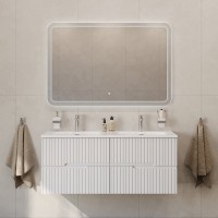 Тумба с раковиной Cezares Duet 120 bianco lucido, раковина Cezares CZR-8073-120-2 двойная