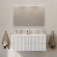 Тумба с раковиной Cezares Duet 120 bianco lucido, раковина Cezares CZR-8073-120-2 двойная