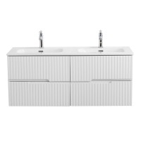 Тумба с раковиной Cezares Duet 120 bianco lucido, раковина Cezares CZR-8073-120-2 двойная