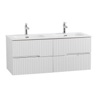 Тумба с раковиной Cezares Duet 120 bianco lucido, раковина Cezares CZR-8073-120-2 двойная