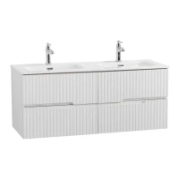 Тумба с раковиной Cezares Duet 120 bianco lucido, раковина Cezares CZR-8073-120-2 двойная