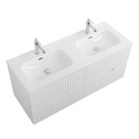 Тумба с раковиной Cezares Duet 120 bianco lucido, раковина Cezares CZR-8073-120-2 двойная