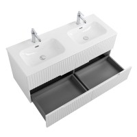 Тумба с раковиной Cezares Duet 120 bianco lucido, раковина Cezares CZR-8073-120-2 двойная