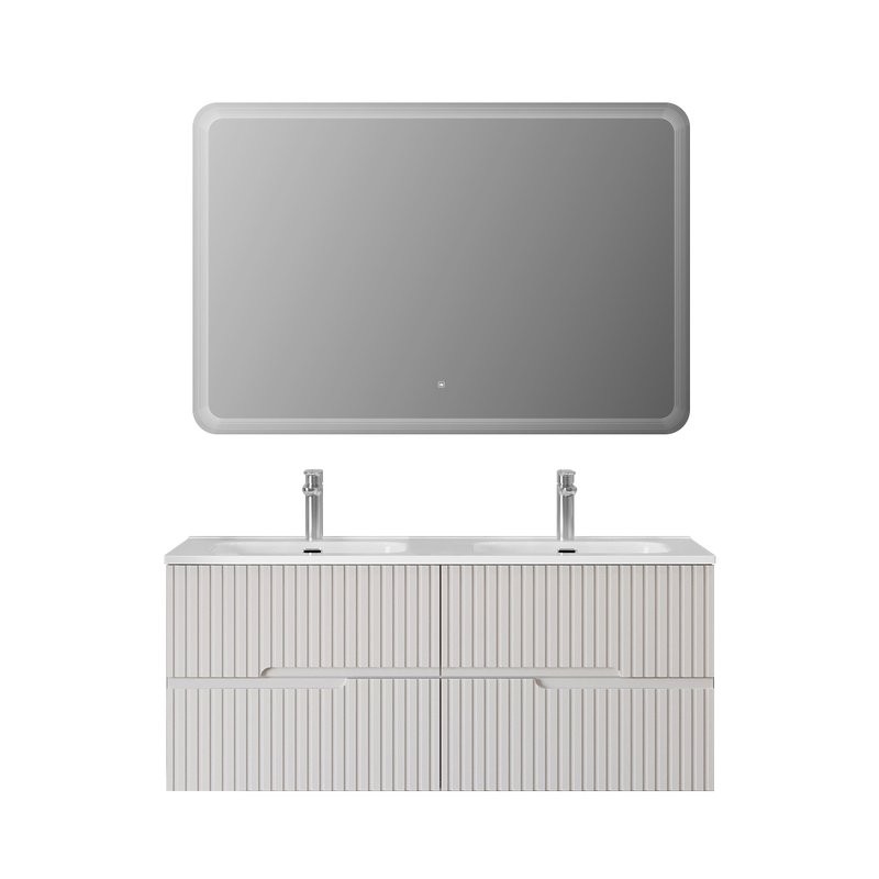 Тумба с раковиной Cezares Duet 120 bianco lucido, раковина Cezares CZR-8073-120-2 двойная