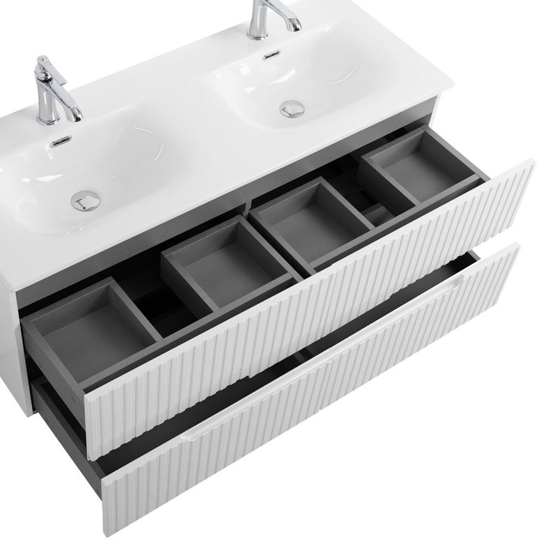 Тумба с раковиной Cezares Duet 120 bianco lucido, раковина Cezares CZR-8073-120-2 двойная