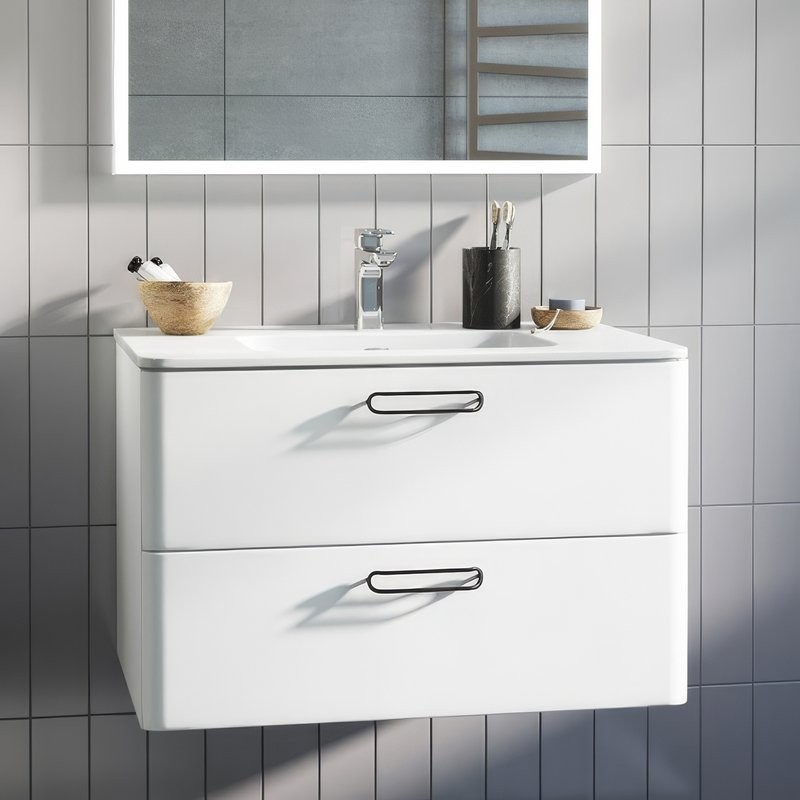 Тумба с раковиной IDDIS Brick 80 подвесная белая