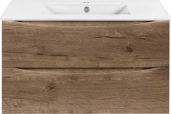 Тумба под раковину Vincea Mia Slim 90, подвесная, 2 ящика, дуб винтаж