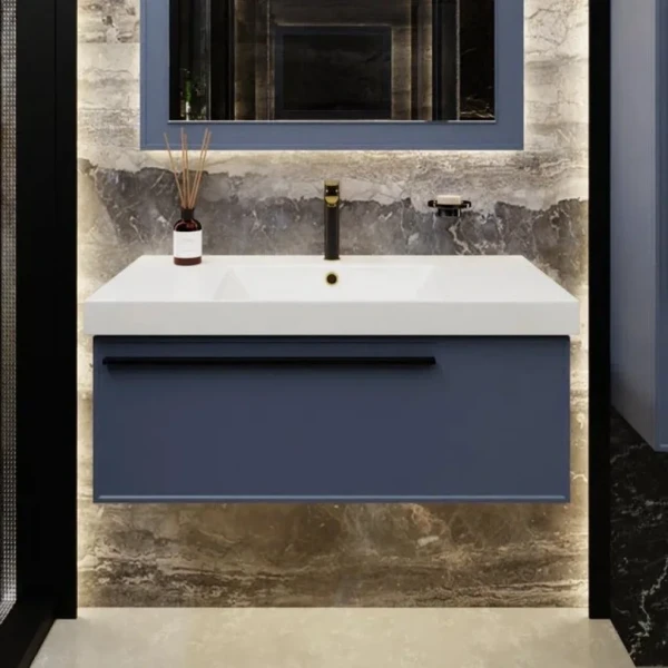 Тумба с раковиной La Fenice Elba 80 подвесная, blu grigio, раковина Cubo 80