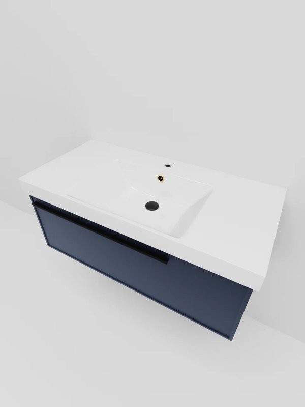 Тумба с раковиной La Fenice Elba 80 подвесная, blu grigio, раковина Cubo 80