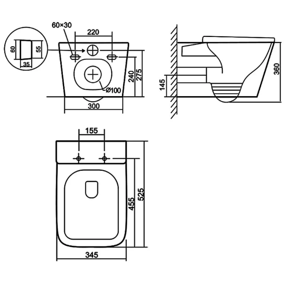 Унитаз подвесной AZARIO Cascad AZ-2303-A безободковый, с микролифтом, глянцевый белый