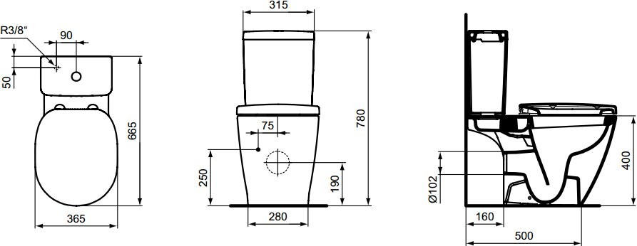 Унитаз-компакт напольный Ideal Standard Connect Arc E803601