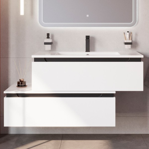 Тумба с раковиной Cezares Slider 100 подвесная, 2 ящика, белая