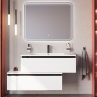 Тумба с раковиной Cezares Slider 100 подвесная, 2 ящика, белая