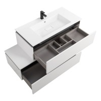 Тумба с раковиной Cezares Slider 100 подвесная, 2 ящика, белая