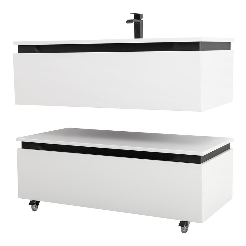 Тумба с раковиной Cezares Slider 100 подвесная, 2 ящика, белая