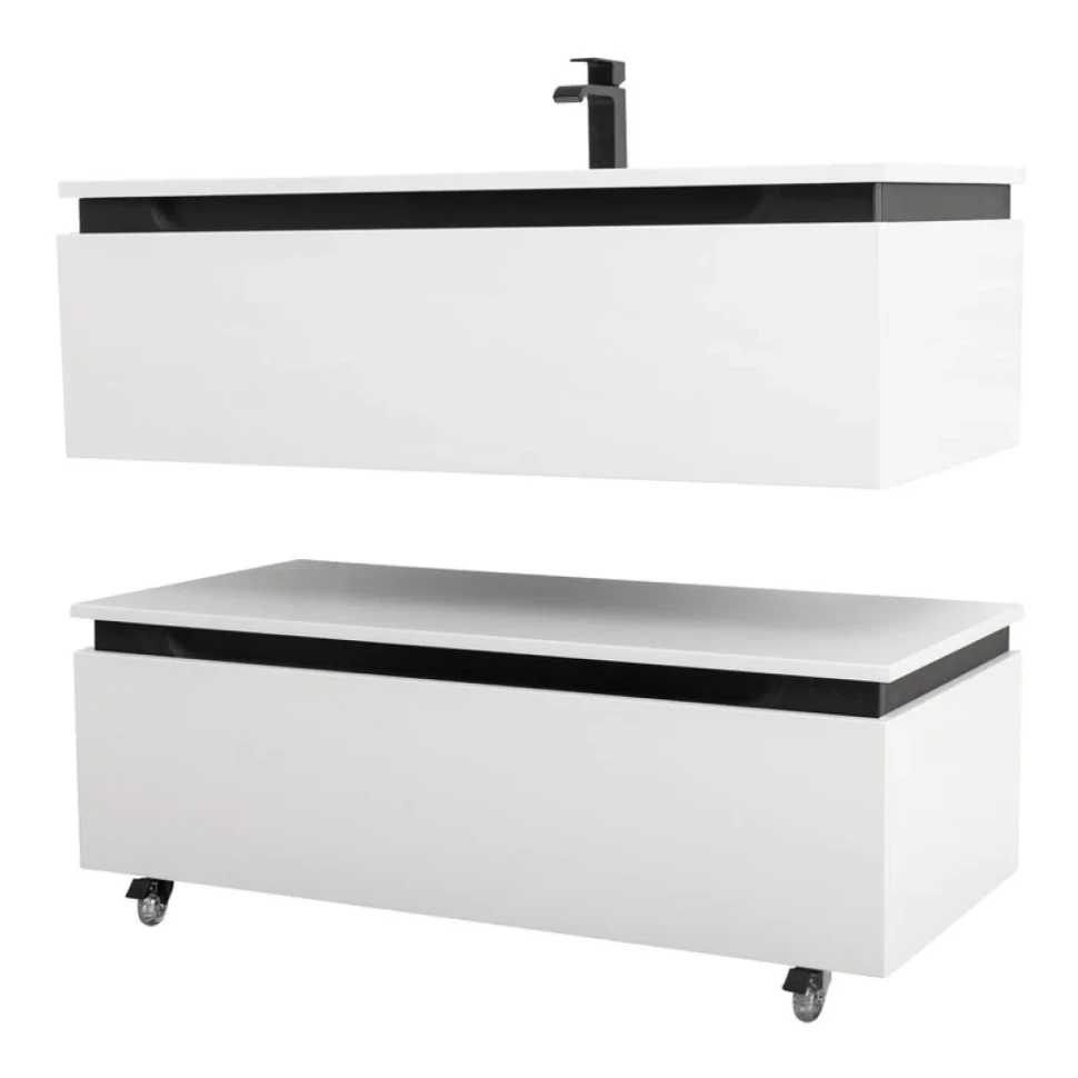 Тумба с раковиной Cezares Slider 100 подвесная, 2 ящика, белая
