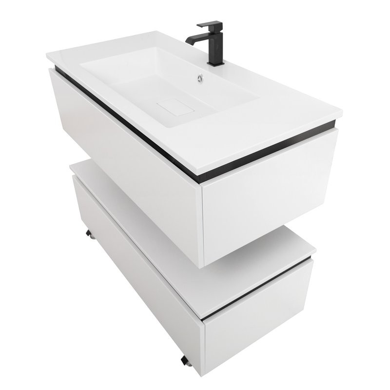 Тумба с раковиной Cezares Slider 100 подвесная, 2 ящика, белая