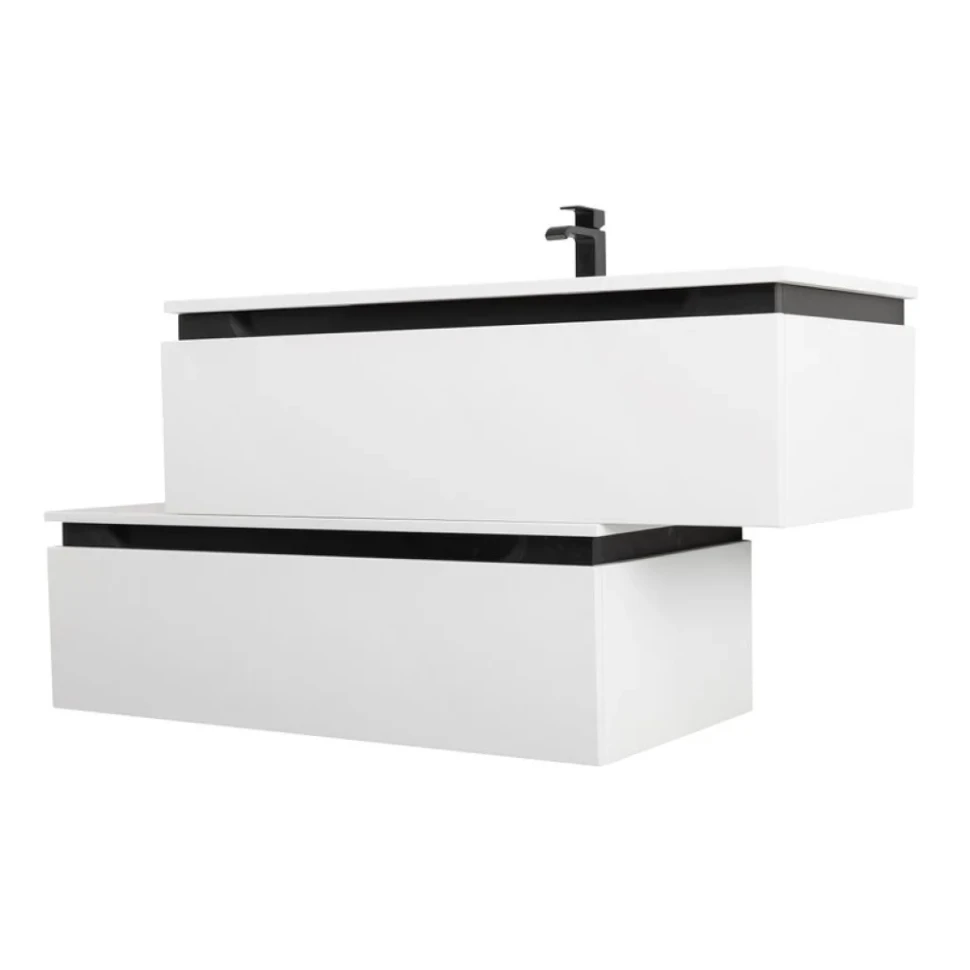Тумба с раковиной Cezares Slider 100 подвесная, 2 ящика, белая