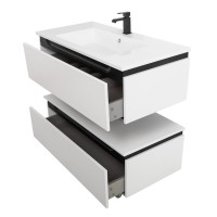 Тумба с раковиной Cezares Slider 100 подвесная, 2 ящика, белая
