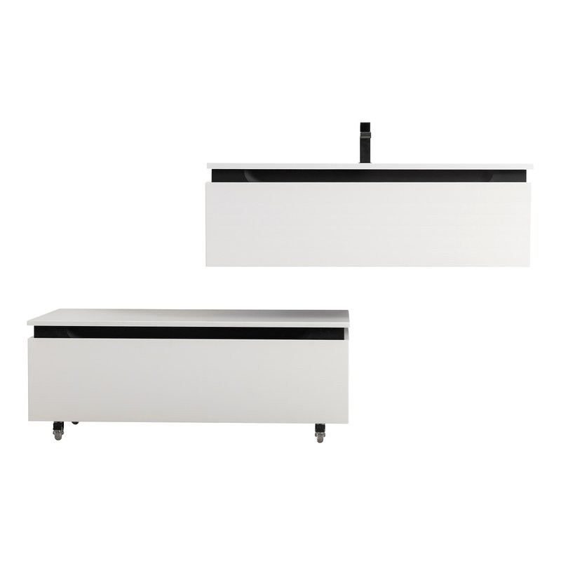 Тумба с раковиной Cezares Slider 100 подвесная, 2 ящика, белая