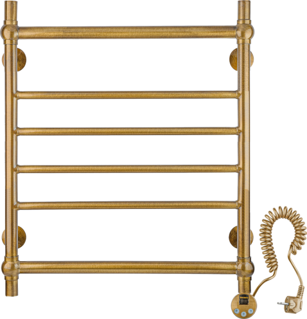 Полотенцесушитель электрический Secado Флоренция 4 65x55 см, подключение справа, бронза, лесенка, латунь