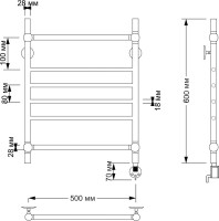 Полотенцесушитель электрический Secado Флоренция 4 65x55 см, подключение справа, бронза, лесенка, латунь