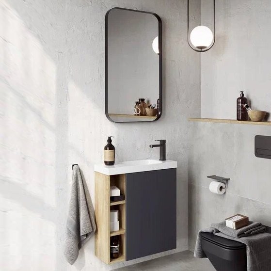 Мебель для ванной комнаты Aqwella Alba 60 R, подвесная, дуб давос