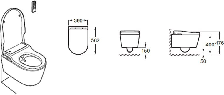 Умный унитаз подвесной Roca Inspira in-wash