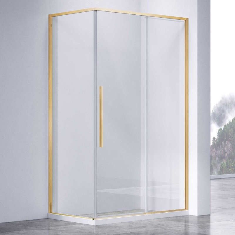 Душевой уголок Vincea Slim-N VSR-4SN9013CLG 130х90, профиль брашированное золото, стекло прозрачное