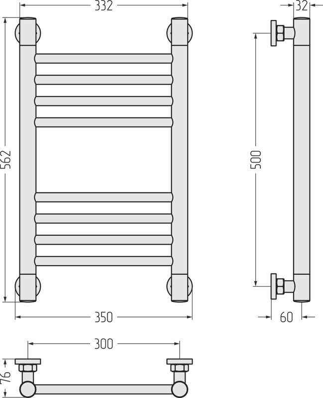 Полотенцесушитель водяной Сунержа Богема + 50x30, белый матовый